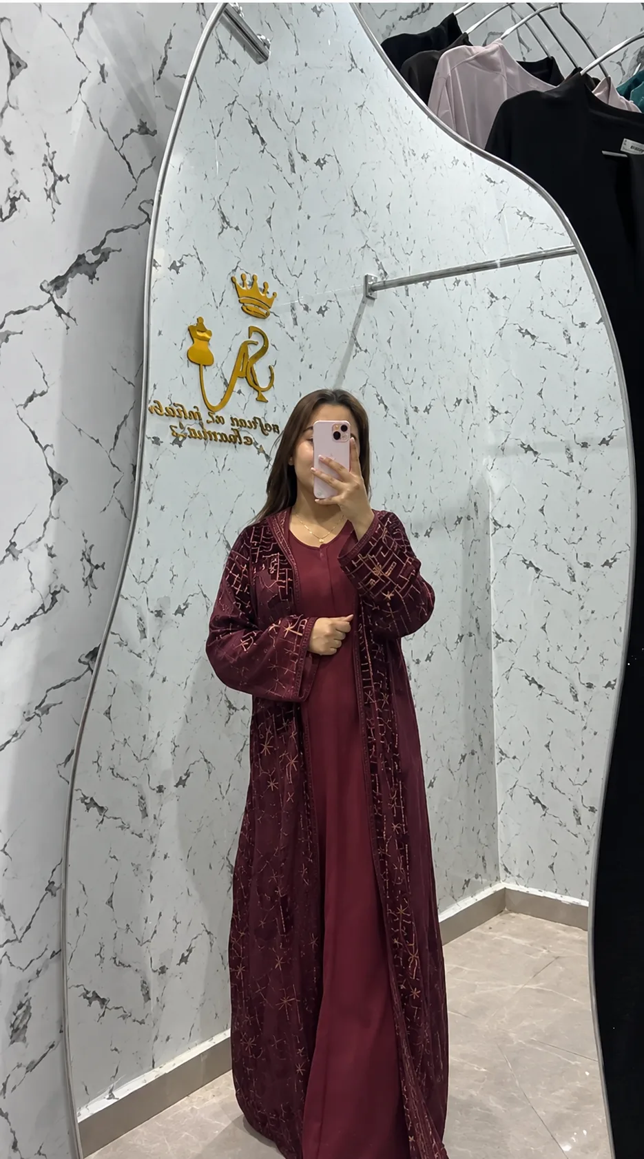Jellaba Tlija mobra 2 pièces bordeaux